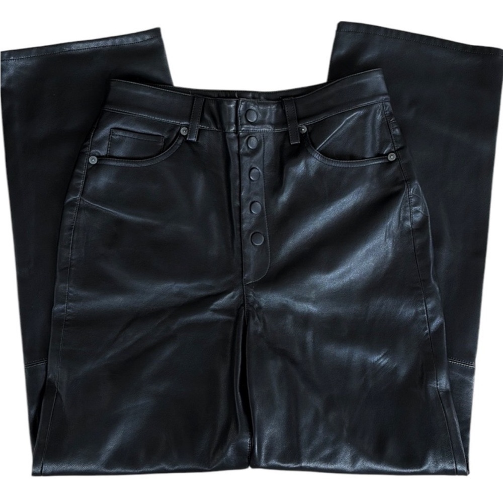 Like New Blank NYC Faux Leather Snap Fly High
Rise Pants Black Size 27